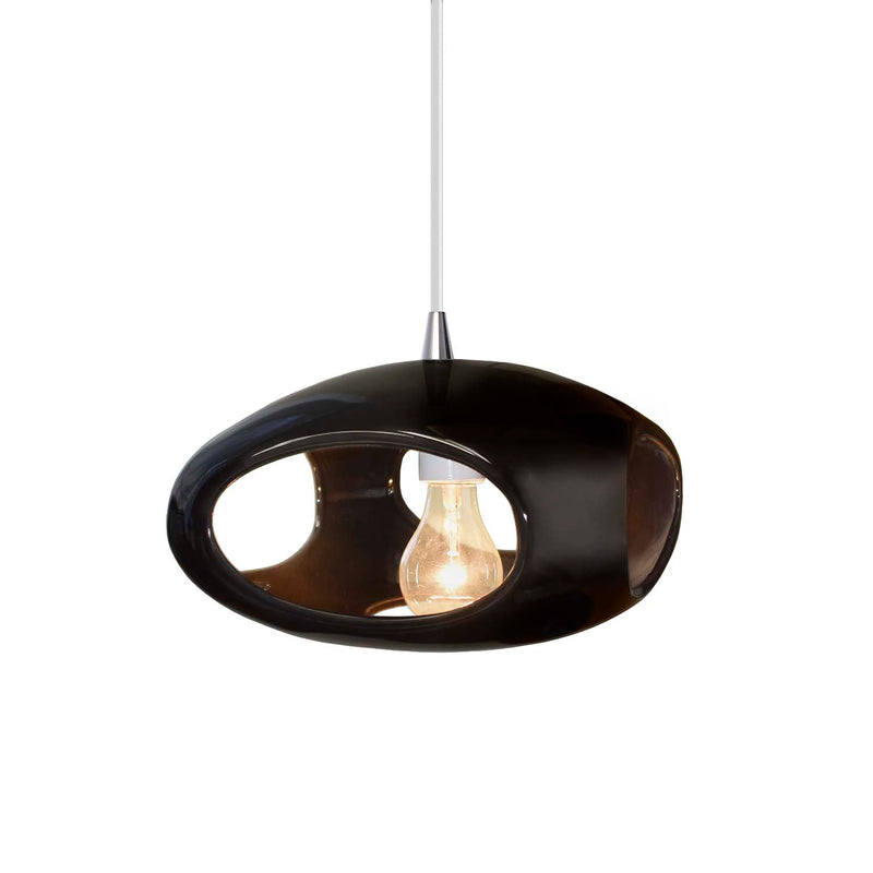 Justice Designs CER-6440-BLK-CROM-WTCD One Light Pendant, Gloss Black