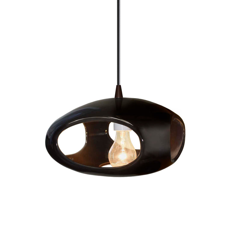 Justice Designs CER-6440-BLK-DBRZ-BKCD One Light Pendant, Gloss Black