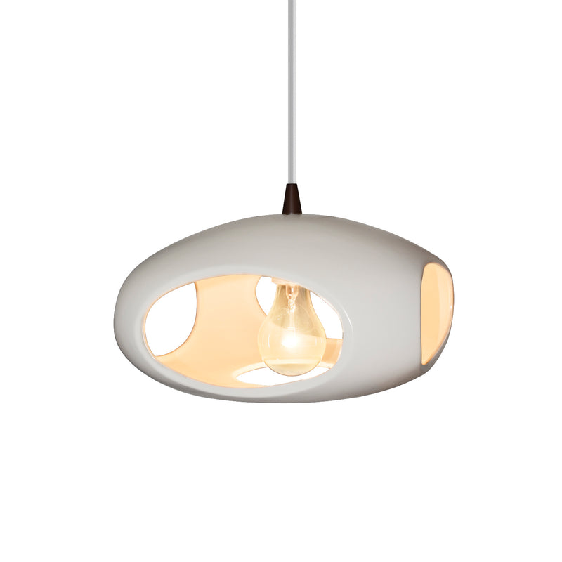 Justice Designs CER-6440-MAT-DBRZ-WTCD One Light Pendant, Matte White