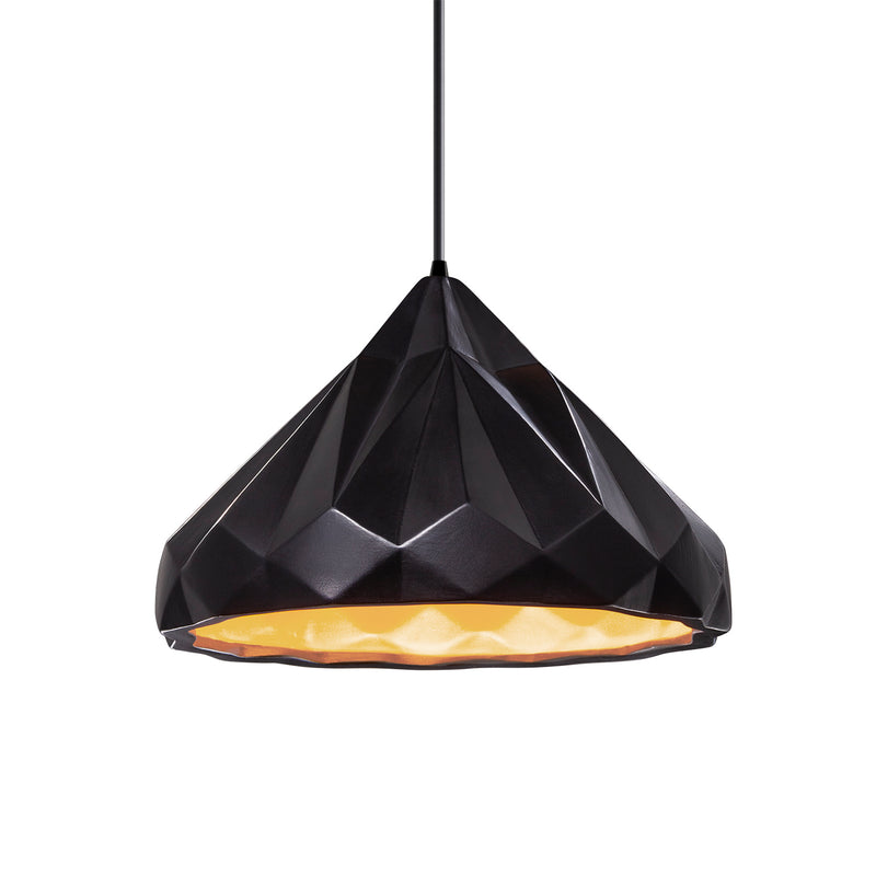 Justice Designs CER-6450-CBGD-MBLK-BKCD One Light Pendant, Carbon Matte Black with Champagne Gold