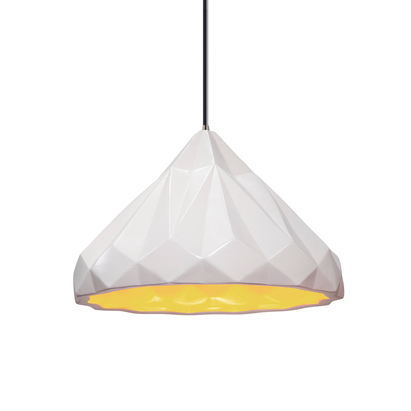Justice Designs CER-6450-MTGD-NCKL-BKCD One Light Pendant, Matte White with Champagne Gold