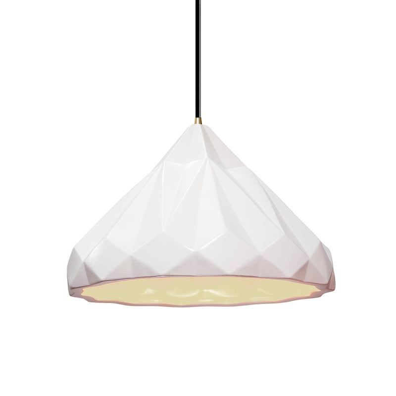 Justice Designs CER-6450-WHT-ABRS-BKCD One Light Pendant, Gloss White
