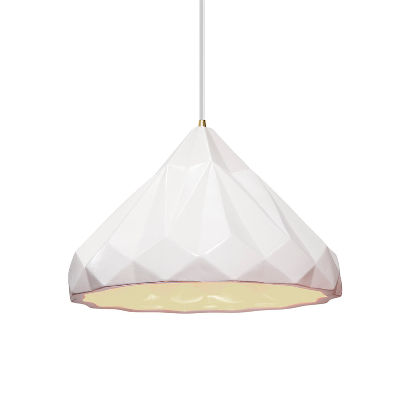 Justice Designs CER-6450-WHT-ABRS-WTCD One Light Pendant, Gloss White