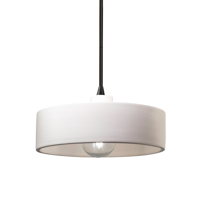 Justice Designs CER-6460-BIS-MBLK-BKCD One Light Pendant, Bisque