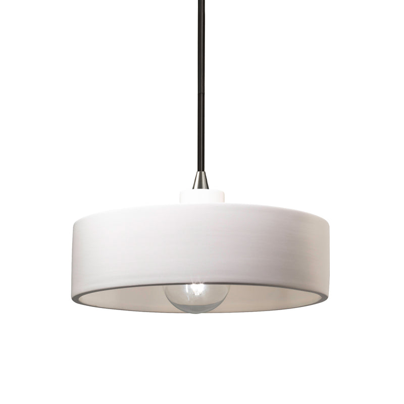 Justice Designs CER-6460-BIS-NCKL-BKCD One Light Pendant, Bisque