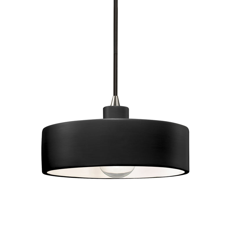 Justice Designs CER-6460-CRB-NCKL-BKCD One Light Pendant, Carbon - Matte Black