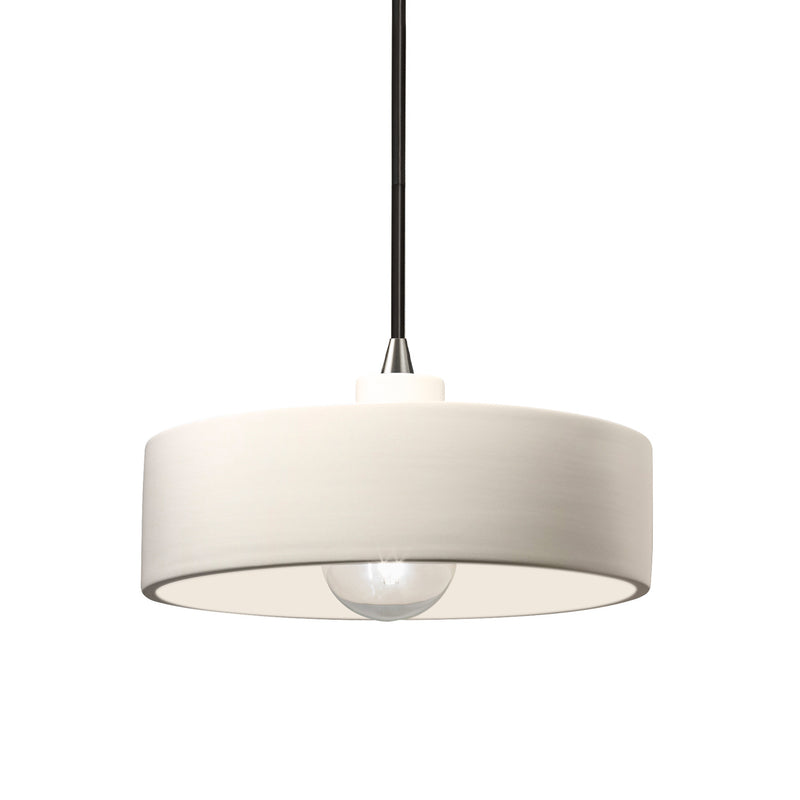 Justice Designs CER-6460-MAT-NCKL-BKCD One Light Pendant, Matte White