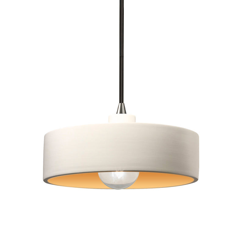 Justice Designs CER-6460-MTGD-NCKL-BKCD One Light Pendant, Matte White/Champagne Gold