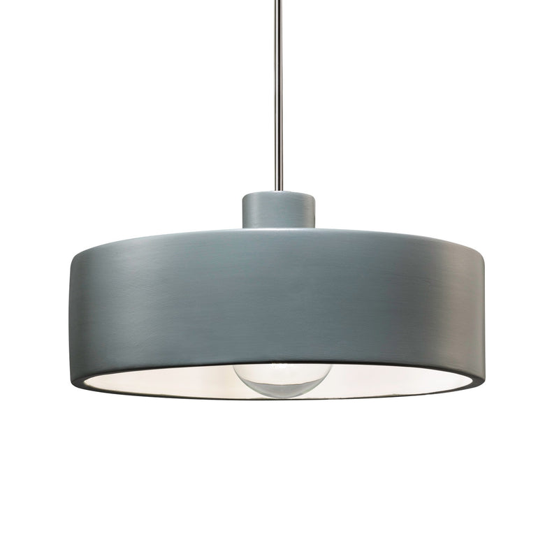 Justice Designs CER-6460-PWGN-CROM-RIGID One Light Pendant, Pewter Green