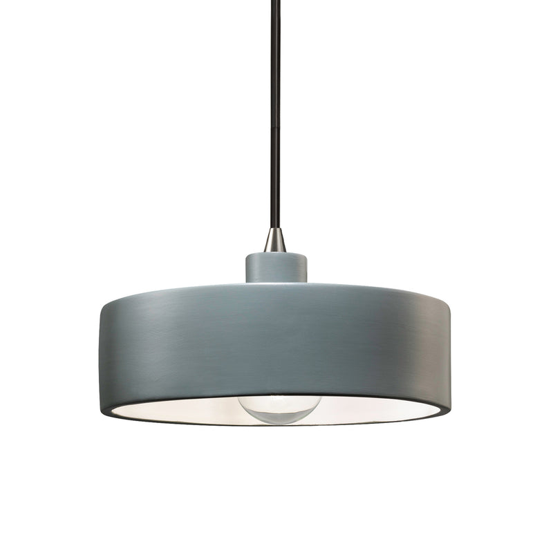 Justice Designs CER-6460-PWGN-NCKL-BKCD One Light Pendant, Pewter Green