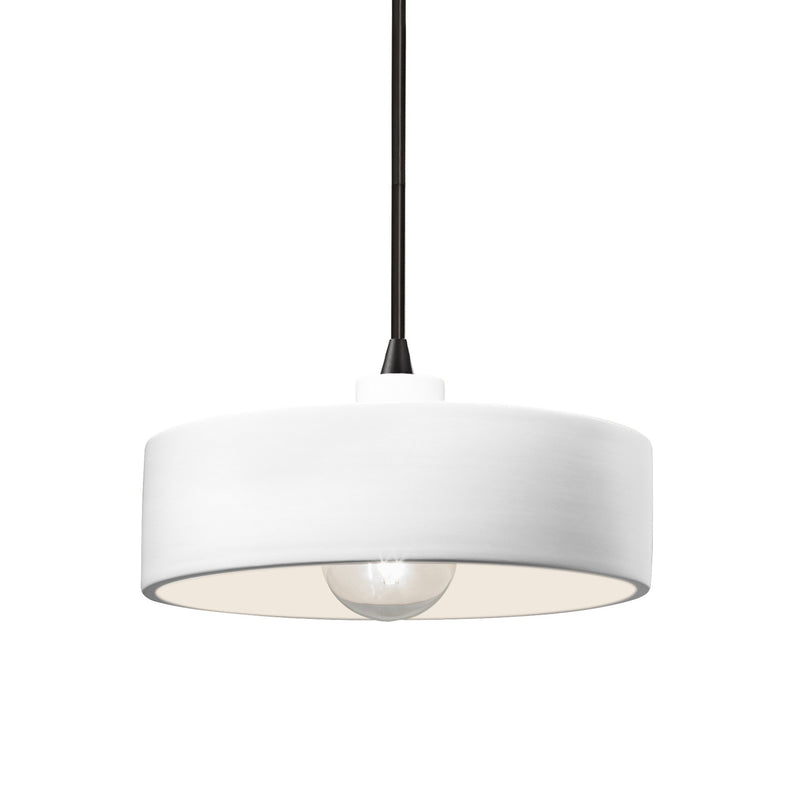 Justice Designs CER-6460-WHT-MBLK-BKCD One Light Pendant, Gloss White