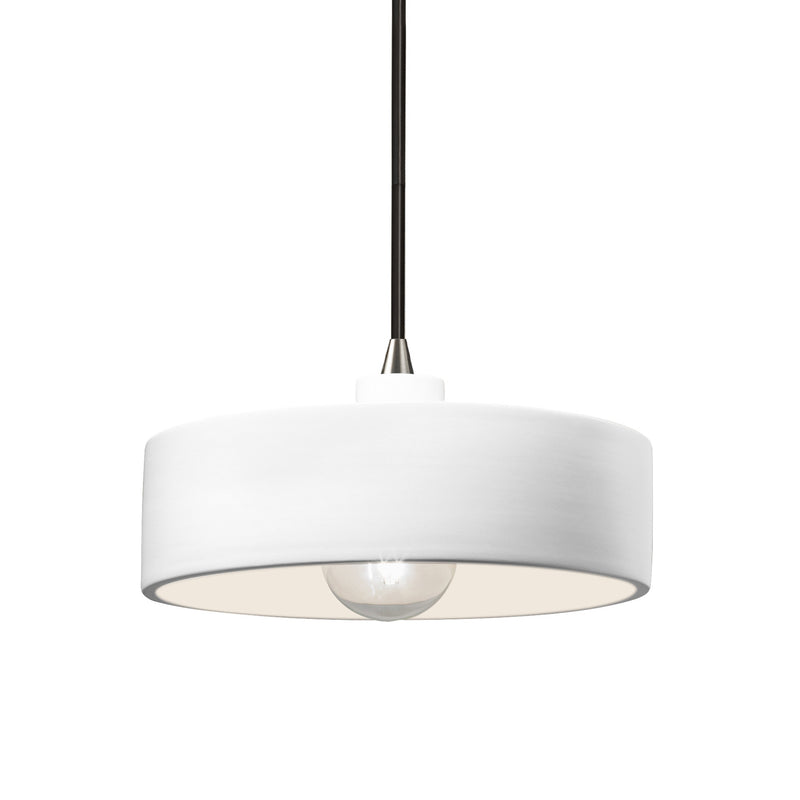 Justice Designs CER-6460-WHT-NCKL-BKCD One Light Pendant, Gloss White