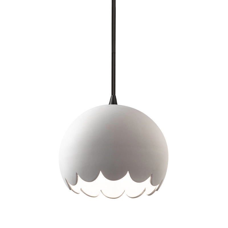 Justice Designs CER-6470-BIS-MBLK-BKCD One Light Pendant, Bisque