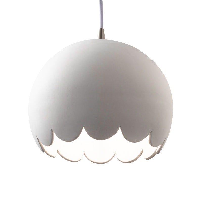 Justice Designs CER-6470-BIS-NCKL-WTCD One Light Pendant, Bisque