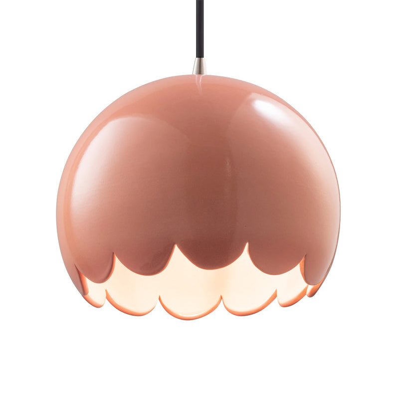 Justice Designs CER-6470-BSH-NCKL-BKCD One Light Pendant, Gloss Blush