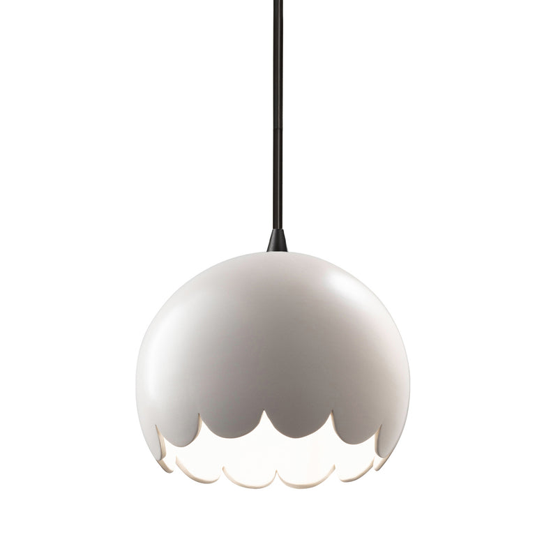 Justice Designs CER-6470-MAT-MBLK-BKCD One Light Pendant, Matte White