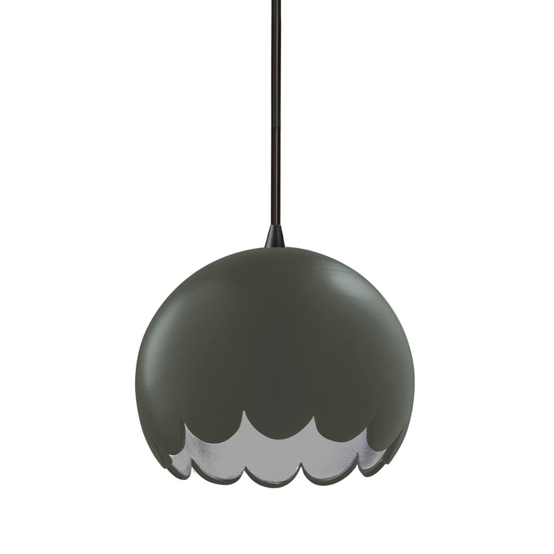 Justice Designs CER-6470-PWGN-MBLK-BKCD One Light Pendant, Pewter Green