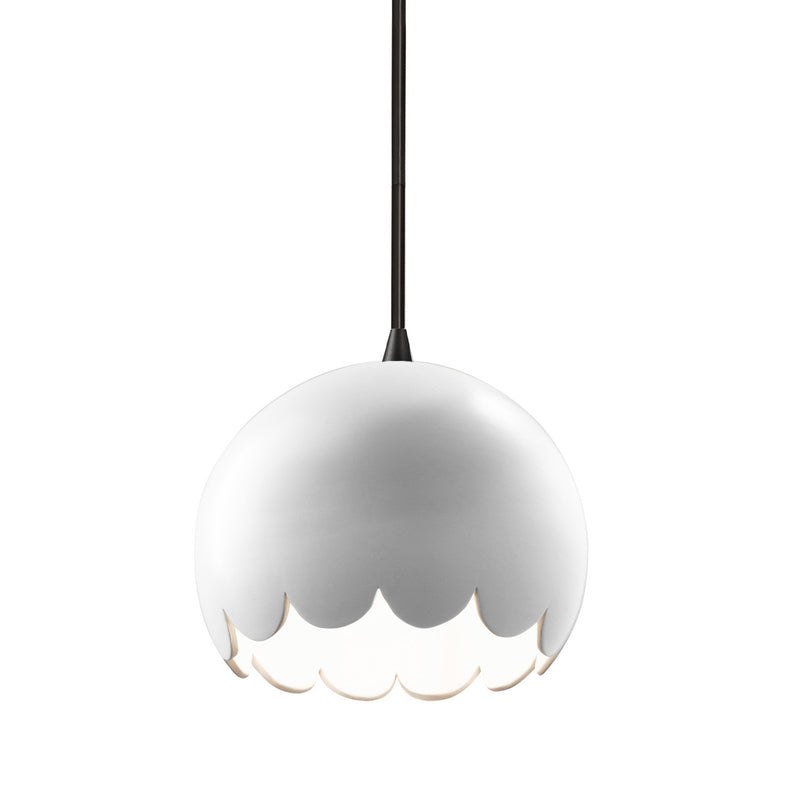 Justice Designs CER-6470-WHT-MBLK-BKCD One Light Pendant, Gloss White