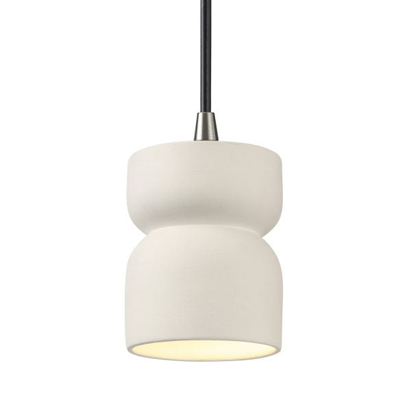 Justice Designs CER-6500-MAT-NCKL-BKCD One Light Pendant, Matte White