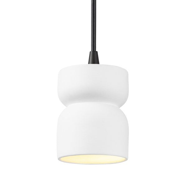 Justice Designs CER-6500-WHT-MBLK-BKCD One Light Pendant, Gloss White