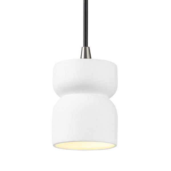 Justice Designs CER-6500-WHT-NCKL-BKCD One Light Pendant, Gloss White