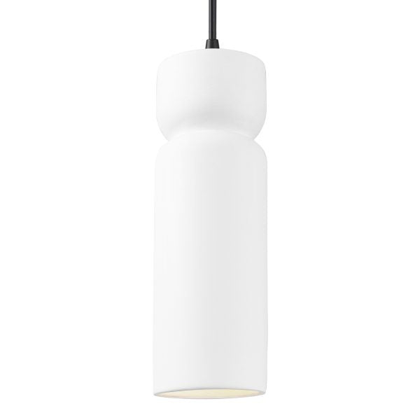 Justice Designs CER-6510-WHT-MBLK-BKCD One Light Pendant, Gloss White