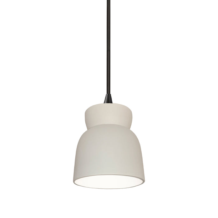 Justice Designs CER-6515-BIS-MBLK-BKCD One Light Pendant, Bisque