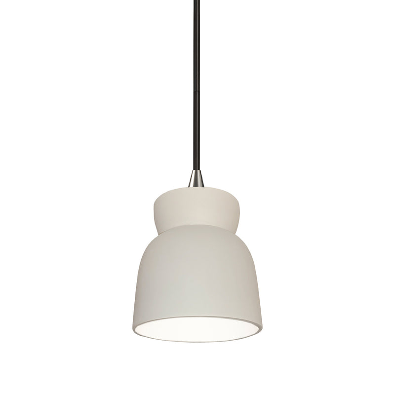 Justice Designs CER-6515-BIS-NCKL-BKCD One Light Pendant, Bisque