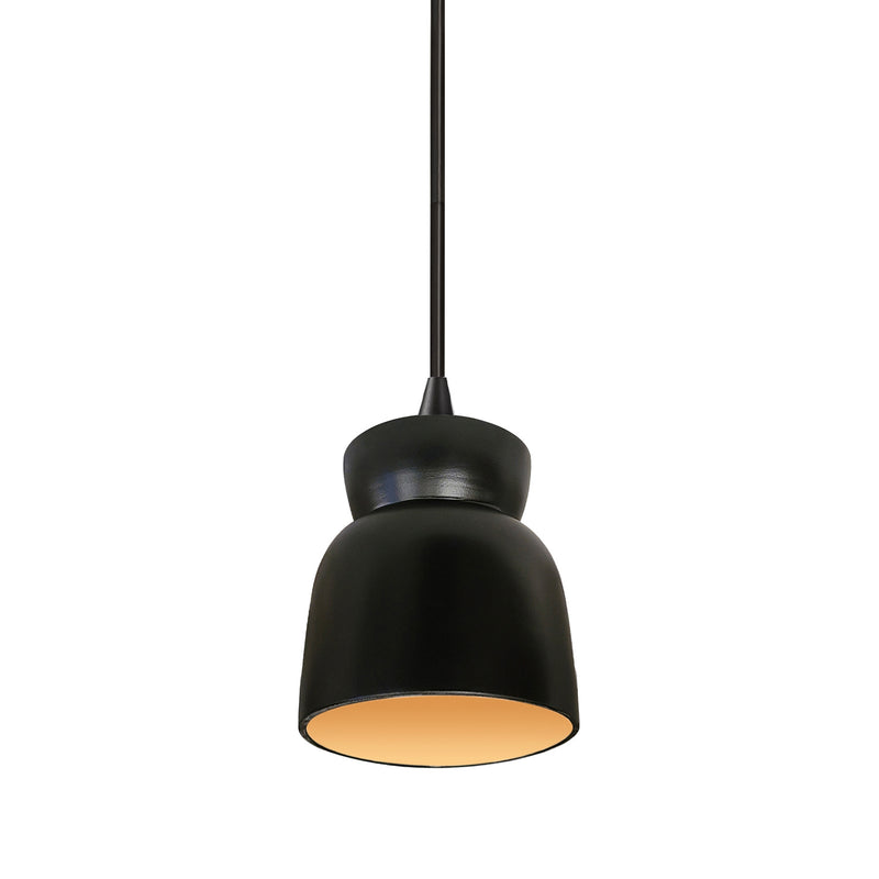 Justice Designs CER-6515-CBGD-MBLK-BKCD One Light Pendant, Carbon Matte Black with Champagne Gold