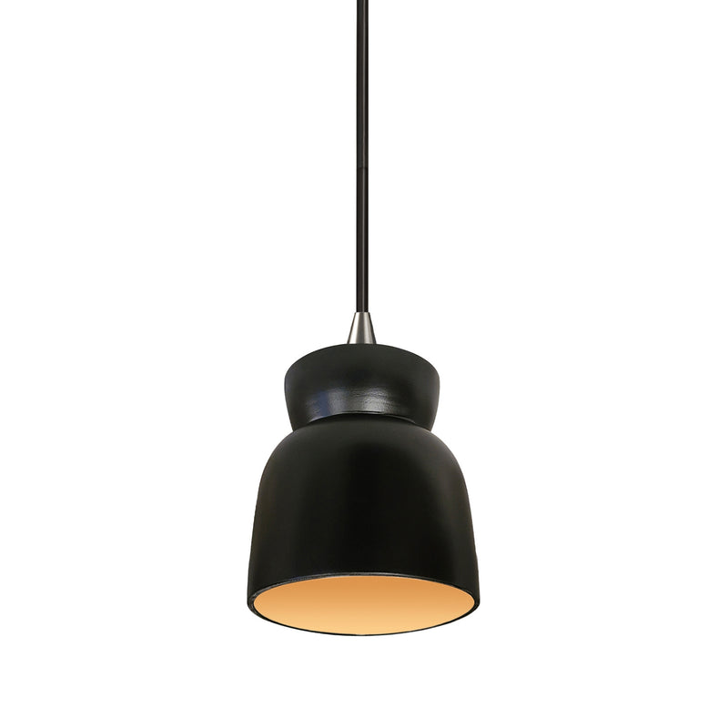 Justice Designs CER-6515-CBGD-NCKL-BKCD One Light Pendant, Carbon Matte Black with Champagne Gold