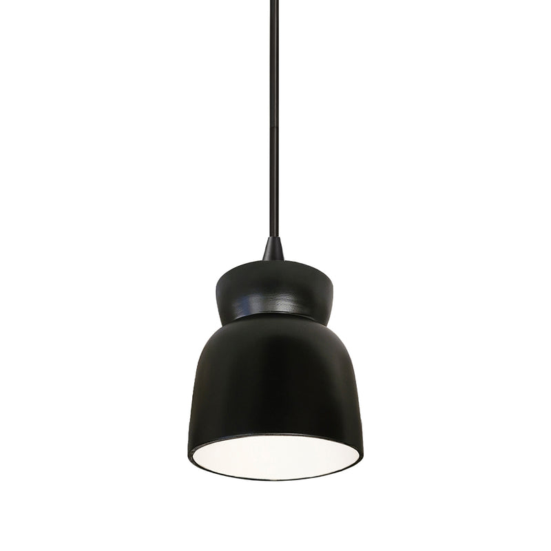 Justice Designs CER-6515-CRB-MBLK-BKCD One Light Pendant, Carbon - Matte Black