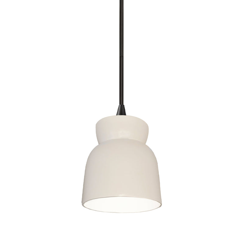 Justice Designs CER-6515-MAT-MBLK-BKCD One Light Pendant, Matte White