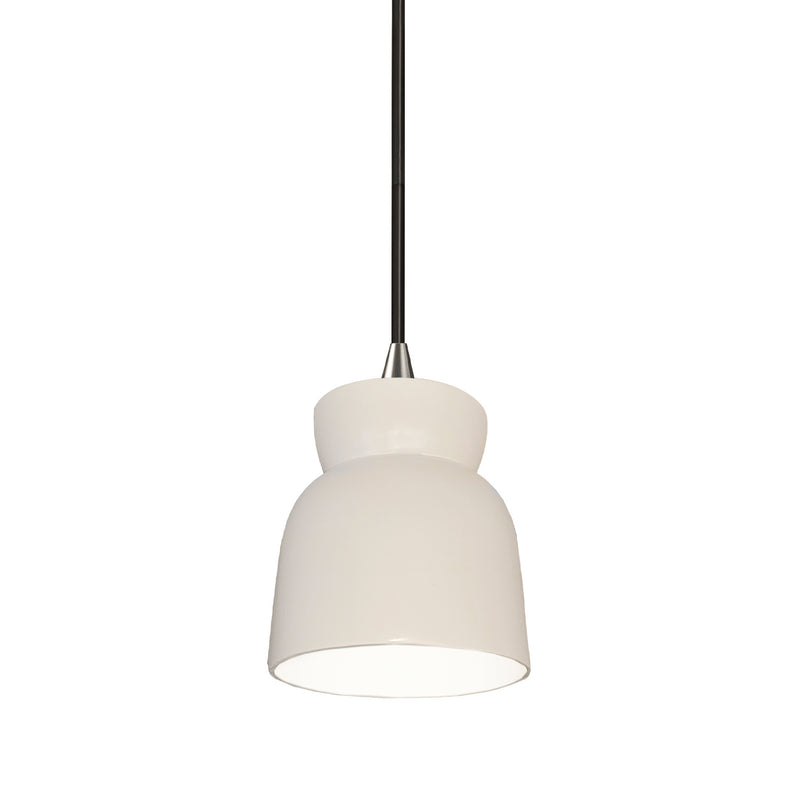 Justice Designs CER-6515-MAT-NCKL-BKCD One Light Pendant, Matte White