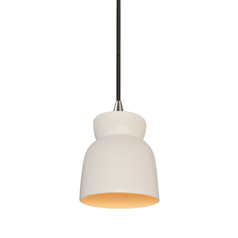 Justice Designs CER-6515-MTGD-NCKL-BKCD One Light Pendant, Matte White with Champagne Gold