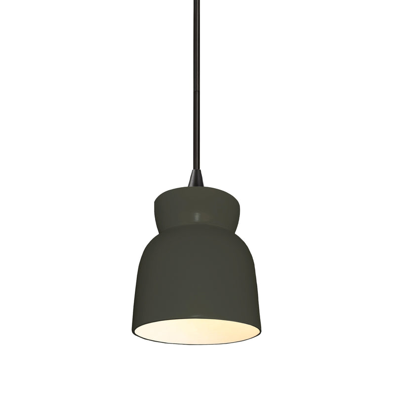 Justice Designs CER-6515-PWGN-MBLK-BKCD One Light Pendant, Pewter Green