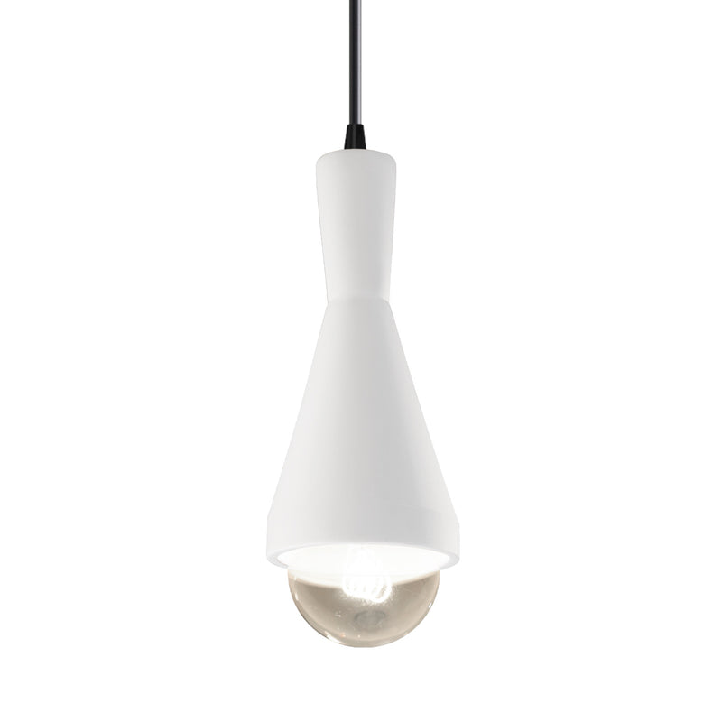 Justice Designs CER-6520-WHT-MBLK-BKCD One Light Pendant, Gloss White