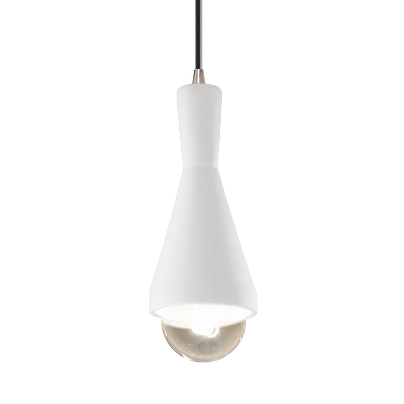 Justice Designs CER-6520-WHT-NCKL-BKCD One Light Pendant, Gloss White