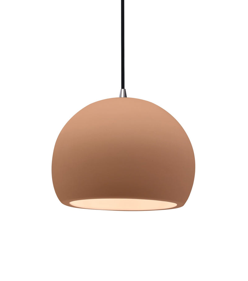 Justice Designs CER-6530-ADOB-NCKL-BKCD One Light Pendant, Adobe