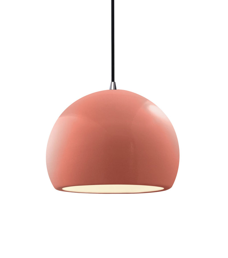 Justice Designs CER-6530-BSH-NCKL-BKCD One Light Pendant, Gloss Blush