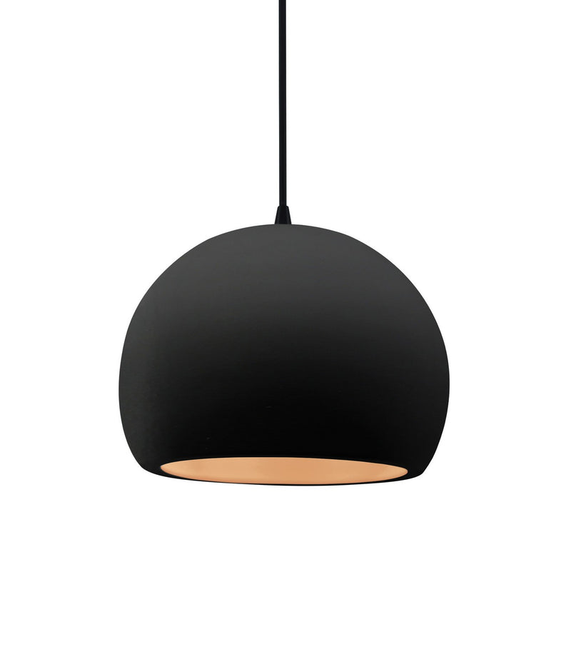 Justice Designs CER-6530-CBGD-MBLK-BKCD One Light Pendant, Carbon Matte Black w/ Champagne Gold
