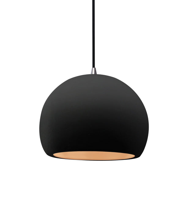 Justice Designs CER-6530-CBGD-NCKL-BKCD One Light Pendant, Carbon Matte Black w/ Champagne Gold