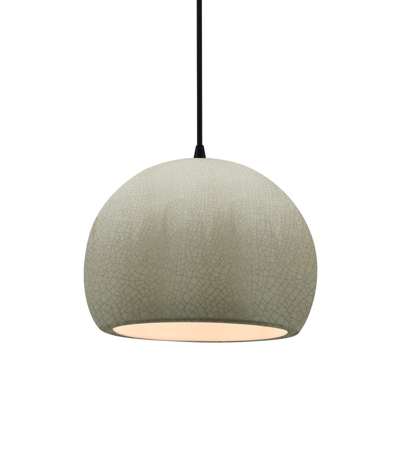 Justice Designs CER-6530-CKC-MBLK-BKCD One Light Pendant, Celadon Green Crackle