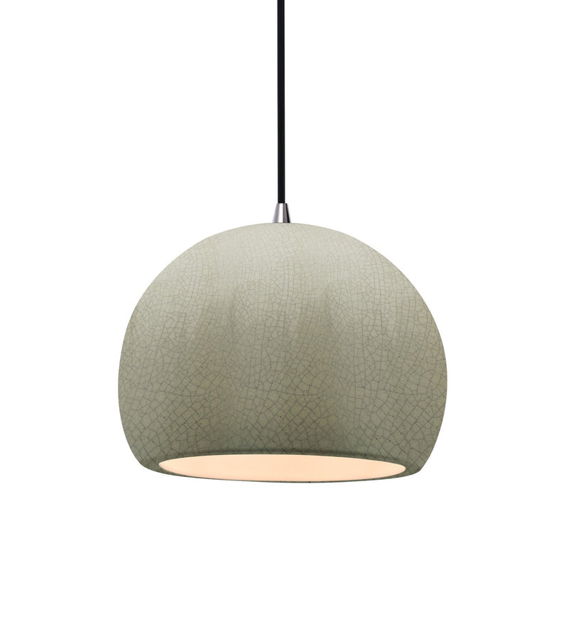 Justice Designs CER-6530-CKC-NCKL-BKCD One Light Pendant, Celadon Green Crackle