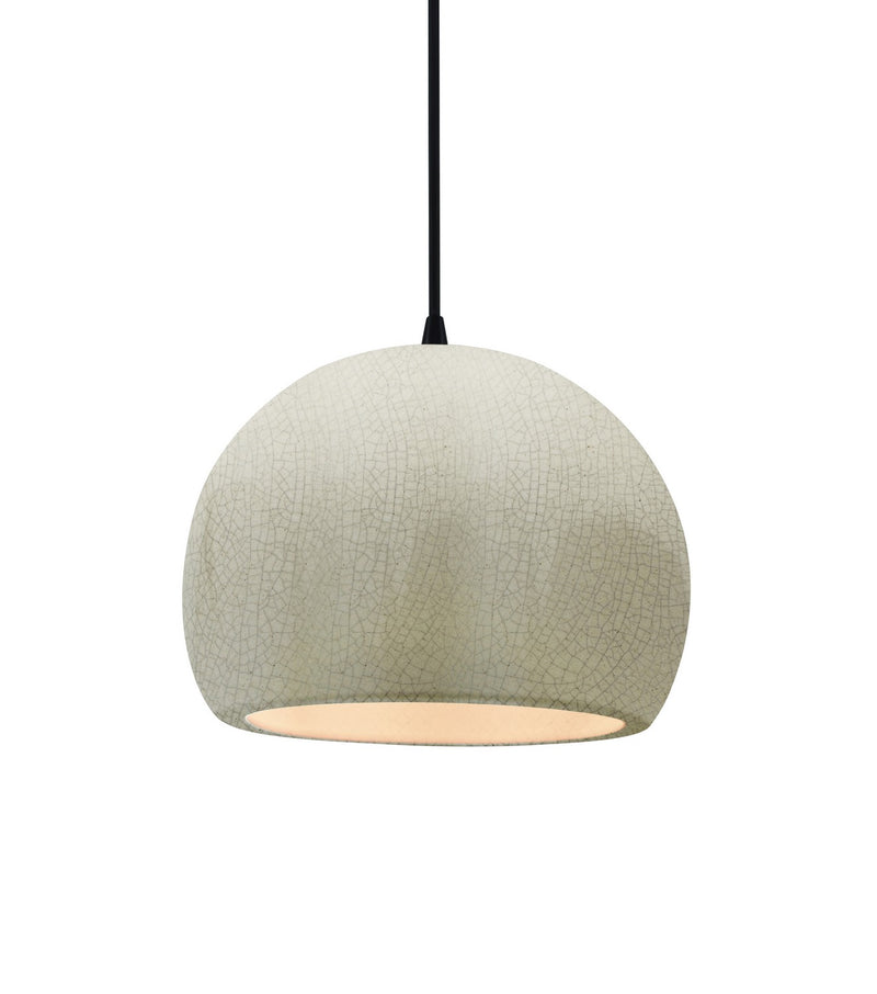 Justice Designs CER-6530-CRK-MBLK-BKCD One Light Pendant, White Crackle