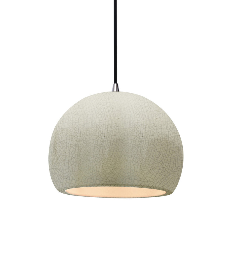 Justice Designs CER-6530-CRK-NCKL-BKCD One Light Pendant, White Crackle
