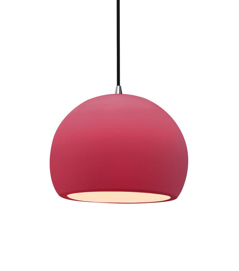 Justice Designs CER-6530-CRSE-NCKL-BKCD One Light Pendant, Cerise