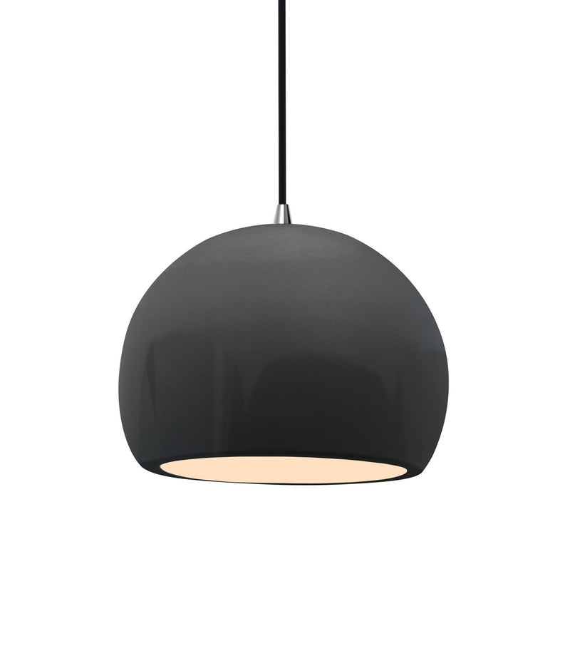 Justice Designs CER-6530-GRY-NCKL-BKCD One Light Pendant, Gloss Grey