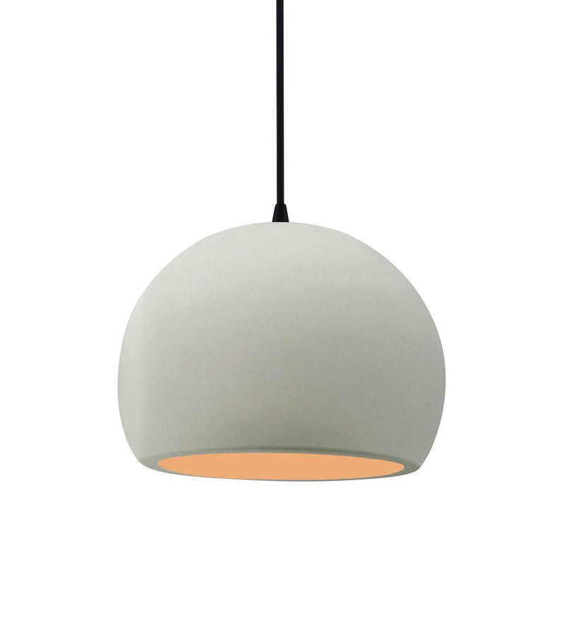 Justice Designs CER-6530-MTGD-MBLK-BKCD One Light Pendant, Matte White w/ Champagne Gold
