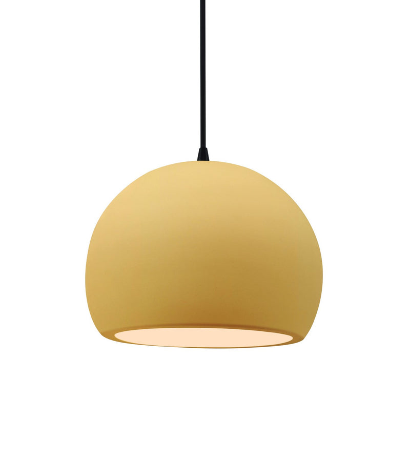 Justice Designs CER-6530-MYLW-MBLK-BKCD One Light Pendant, Muted Yellow
