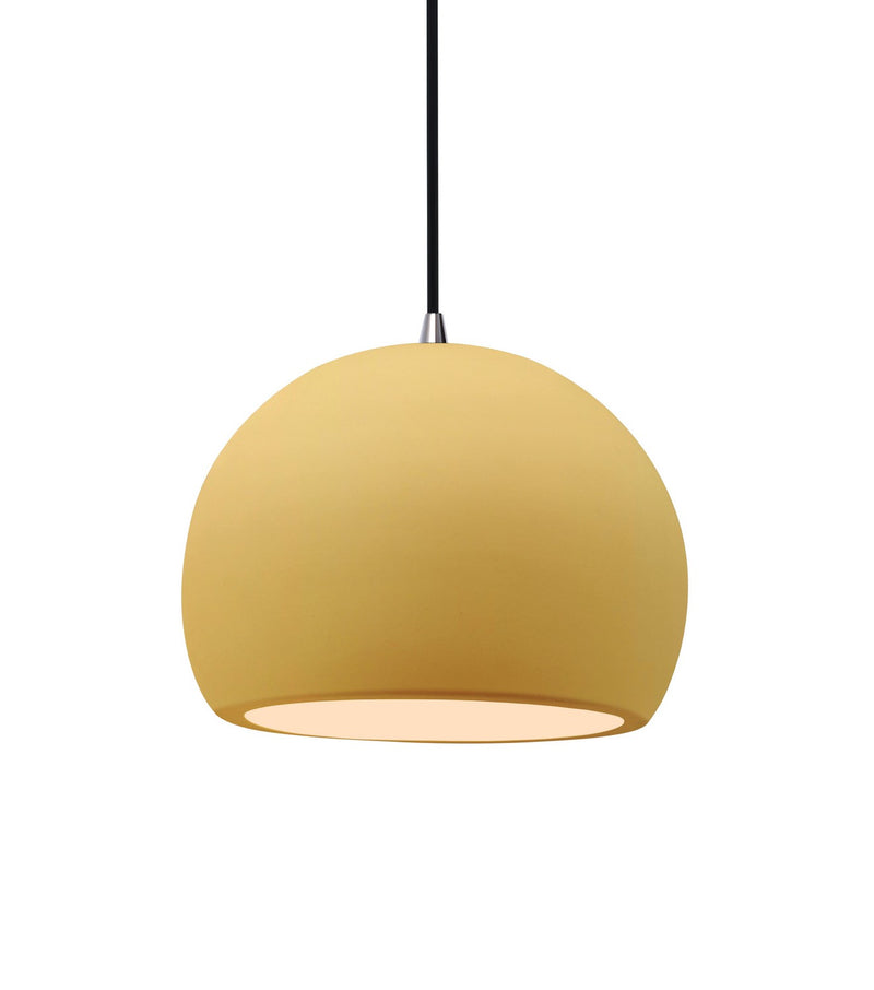 Justice Designs CER-6530-MYLW-NCKL-BKCD One Light Pendant, Muted Yellow